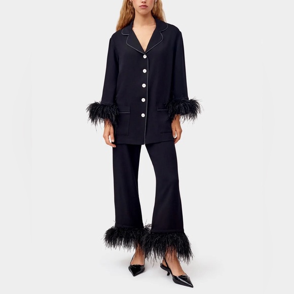 Sleeper Party pajamas set w/ Detachable Feathers in Black XS - Picture 1 of 15